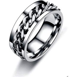 Smart Rings Men Women Sier Stainless Steel Ring Cool Titanium Fashion Chain Drop Delivery Jewelry Otur5