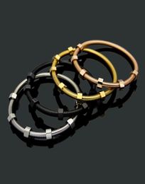 Fashion Men Lady Titanium Steel Six Screw Caps 18k Gold Plated Lovers Bracelet Bangle 4 Color5318247