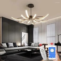 Chandeliers Modern Simple LED Chandelier For Living Room Bedroom Dining Kitchen Pendant Lamp Adjustable Styling Remote Control Lights