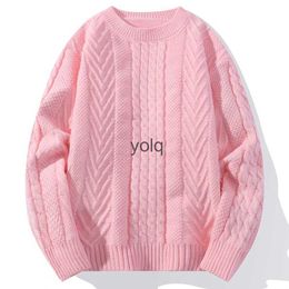 Men's Sweaters 2023 Autumn Winter Knitted Casual Sweater High Quality Round Ne Twists Weaving Pink Pullover Men Fashion Warmyolq01