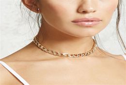 Punk Miami Cuban Choker Necklace Collar Statement Hip Hop Big Chunky Aluminum Gold Color Thick Chain Necklace Women Jewelry3191163