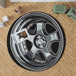 Carpet Tyre Shape Carpet Round Rug Boys Bedroom Decor Creative Area Rugs Car Hub Home Living Room Anti-slip Coffee Table Floor Mat 231130