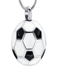 IJD10749 Stainless Steel Soccer Ball Cremation Charm Urn Pendant Hold Human AshesBlackWhite Enmael football Memorial Jewelry5176274