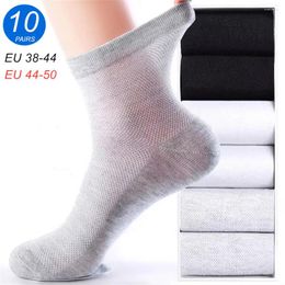 Men's Socks 10 Pairs/pack Breathable Mesh Men Cotton Big Size 38-50 Spring Summer Mid Length Thin Sports Women