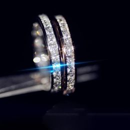 Victoria Stunning Luxury Jewelry 925 Sterling Silver&Rose Gold Fill Full Princess Cut White Topaz CZ Diamond Women Wedding Bridal 264a