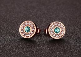 Korean Fashion Jewelry Whole Stainless Steel Stud Earrings pave Zircon Rose Gold Color Tiny Charming Earrings for Women5379259