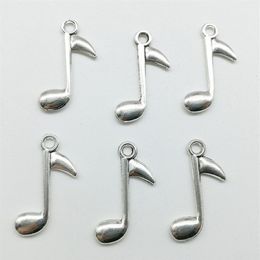 100pcs Lot Music Note Alloy Charms Pendant Retro Jewelry DIY Keychain Ancient Silver Pendant For Bracelet Earrings Necklace 24 15m221y