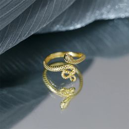 Cluster Rings ROXI S925 Sterling Silver Finger Ring 18K Gold Plated Snake Openning For Women Men Geometry CZ Party Wedding Bague
