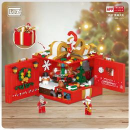 Christmas Toy Supplies LOZ Christmas Gift Box Navida Mini Blocks Year Assembled Building Block Toy Christmas Puzzle Assembly Model Decoration 1937 231130