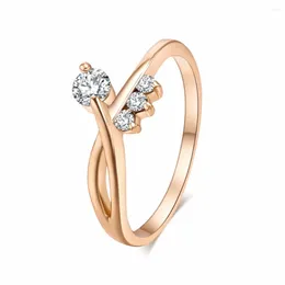 Cluster Rings Rose Flowers Finger Stainless Steel For Women Wedding Crystal Middle Ring Fashion Jewellery Wholesale Drop