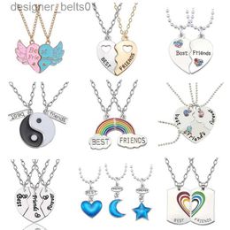 Pendant Necklaces Best Friend Necklace 2-Piece Pendant Necklace Good Friend Forever Necklace Choker Friendship BFF Men And Women Jewelry GiftL231215
