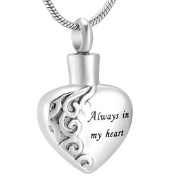 LkJ10021 Classic Ash Pendant Necklace Mens Women Memorial Jewelry Carving Always in My Heart Dog Cat Paw Cremation Urn Keepsake Ne213O