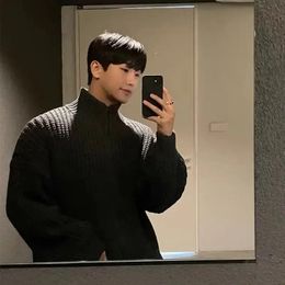 Men's Sweaters Korean fashion brand lazy style knitted cardigan sweater jacket men stand collar niche men's loose casual retro top trend y2k 231201