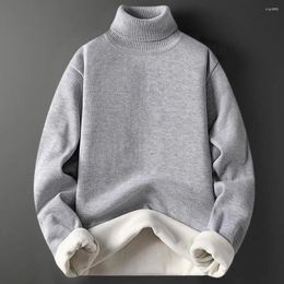 Men's Sweaters Chic Male Knitwear Turtleneck Cold Resistant Comfy Winter Pure Colour Slim Men Sweater