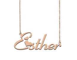 Esther Name Necklace Pendant for Women Girls Birthday Gift Custom Nameplate Kids Friends Jewellery 18k Gold Plated Stainless St8111888