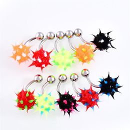 10PCS LOT Rainbow Color Silicon Ball Spike Belly Nipple Button ring Punk Mens Women Navel Piercing Body Jewelry301z
