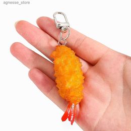 Keychains Lanyards Fried Shrimp Keychain Cuisine Tempura Delicious Food Charms Car Key Ring Bag Pendant Restaurant Client Gift R231201