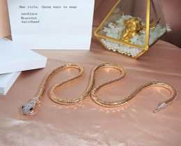 Golden snake Necklace Top Brand Pure Jewellery For Women Snake Pendants Thick Necklace Fine Custom luxurious animal Bracelet waistba9241995