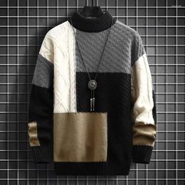Men's Sweaters Stylish Men Pullover Sweater Colour Matching Clothing Breathable Anti-pilling