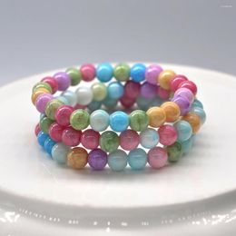 Strand 3 Pieces/set Colourful Candy Coloured Beaded Crystal Glass Jade Bracelets For Girls' Birthday Gifts