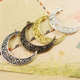 Antique Silver Antique Bronze Silver Plated Gold Antique Golden Moon Two Loops Pendant Charm Finding DIY Accessory Jewellery Makin212p