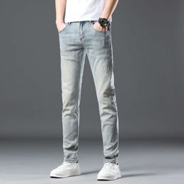 Skinny Jeans For Men Light Blue Stretch Streetwear S Clothing Denim Pants Male Trousers