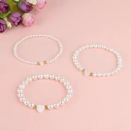 Strand 4 6 8mm Heart Shell Women Bracelet Natural Stone Howlite Amazonite Imitation Pearl Wedding Party Jewelry Gift Charm Bead Bacelet