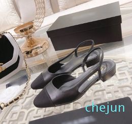 Designer Sandals Fashion heels ballet eather slingback heels wedding dress shoes Spring Fall office round head flat work dress shoes