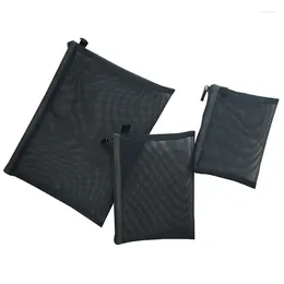 Storage Bags Black White Nylon Mesh Bag Simple Portable Makeup Cosmetic Organizer Travel Daily Pouch Bathroom Toiletry