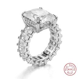 Luxury 925 SILVER PAVE Radiant cut FULL SQUARE Simulated Diamond CZ ETERNITY BAND ENGAGEMENT WEDDING Stone Ring Size 5-10253e