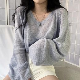 Women's Sweaters Lazy Style Thin Long-sleeved Autumn Loose And Sunscreen Sweater Women Knitted Pullovers