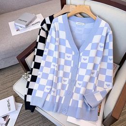 Women's Sweaters 170Kg Plus Size Women's Bust 160 Spring Autumn Loose V-Neck Cardigan Sweater Knitted Coat Black Blue 5XL 6XL 7XL 8XL 9XL 10XL 231130