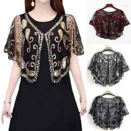 Scarves Vintage Retro Shawl Flapper Cape Beaded Sequins Party Accessories Mesh Bolero Short Tops Versatile Women's