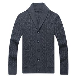 Men's Sweaters Winter V Neck Knitted Sweater Coat Smart Casual Fashion Loose Twist Cardigan Warm Heavy Wool Male for Autumn 231130