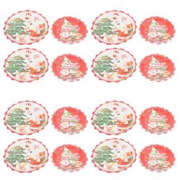 Disposable Dinnerware Christmas Plate Party Cake Decorations Platter Tableware Decorative Paper Dishes Banquet Xmas Tree