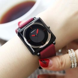 Wristwatches Top Brand Square Women Bracelet Watches Contracted Leather Crystal Dress Ladies Quartz Clock Dropshiping