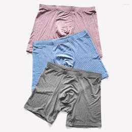 Underpants Men Modal Underwear Thread Skin Friendly Panties Middle Waist Boxer Long Lenth Briefs Large Size Lingerie Solid Shorts Pants
