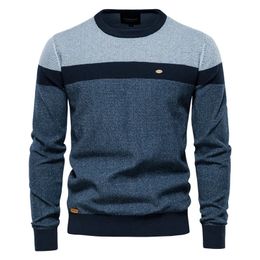 Men's Sweaters AIOPESON Spliced Cotton Sweater Men Casual O-neck High Quality Pullover Knitted Sweaters Male Winter Brand Mens Sweaters 231201