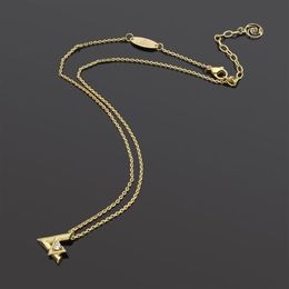 Stainless steel large and small V-shaped interlaced single diamond necklace Women's clavicle necklace for woman250S