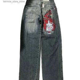 Men's Pants Y2K Aesthetic Hip Hop Gothic Fashion Print Pattern Jeans Women Casual Baggy Jeans Retro Denim High Waist Straight Trousers Q231201