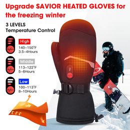 Ski Gloves SAVIOR HEAT Winter Electric Heated For Men Women Riding Fishing Waterproof Rechargeable Battery Heating Thermal Wamer 231201