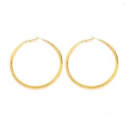 Hoop Earrings PAIR OF BIG GOLD PLATED LARGE CIRCLE CREOLE CHIC HOOPS GIFT UK267z