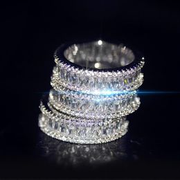 Vecalon 3 Colours Handmade Finger ring 925 Sterling silver Diamond Party wedding band rings For women men Jewellery Gift247m