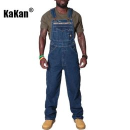 Men's Jeans Kakan European and American Strap Spring Autumn Blue Tear Jumpsuit Long K34 722 231201