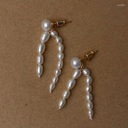 Dangle Earrings Minar Elegant Irregular Freshwater Pearl Drop For Women Lady 14K Real Gold Plated Copper Thread Long Tassel Earring