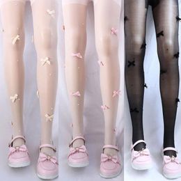 Women Socks JK Simple Lolita Velvet Sweet Breathable Female Stockings Pearl Ultra-thin Pantyhose Bow Tights