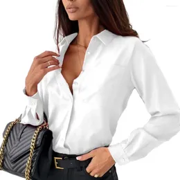 Women's Blouses Women Slim Fit Shirt Lapel Chic Single-breasted Blouse Elegant Spring/autumn Business For Formal Ol