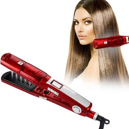 Hair Straighteners Professional Steam Hair Straightener With Argan Oil Straightening Irons Flat Tourmaline Ceramic Vapour Iron Hair Straightener 231201