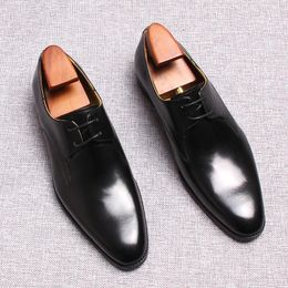 Dress Shoes Big Size 6-10 Handmade Mens Oxford Genuine Leather High Quality Men's Classic Business Formal For Men