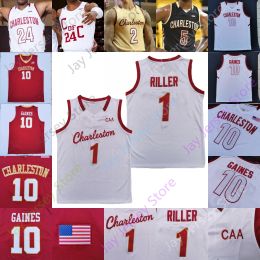 Jerseys Charleston Cougars Basquete Jersey NCAA College Grant Riller Brevin Galloway Jaylen Anus Sam Miller Zep Jasper Brant